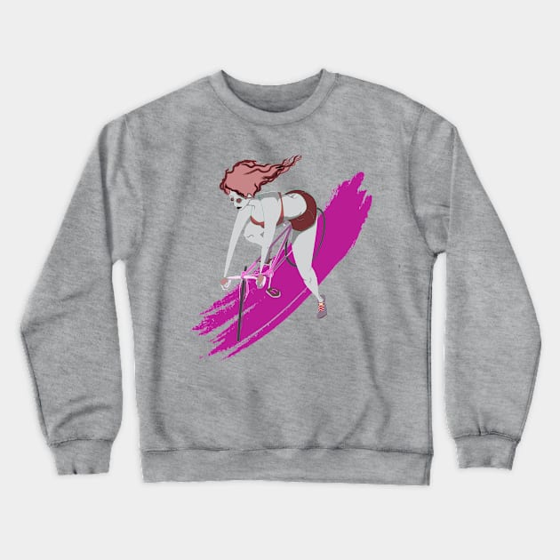 Pink Bikini Bike Babe Crewneck Sweatshirt by Theokotos